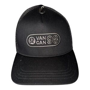 Lululemon VAN CAN 98 Black Trucker Hat Black L/XL NWT Adjustable Mesh Unisex